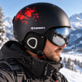 Kask Narciarski MOON Czarny Matowy Czerwony Splatter Graficzny