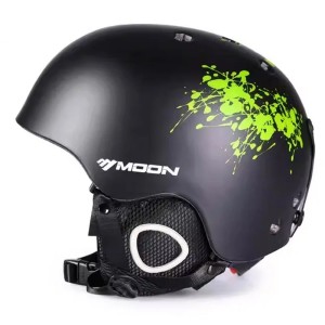 Kask Narciarski MOON Czarny Matowy Zielony Splatter Graficzny