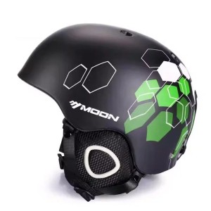 Kask Narciarski MOON Czarny Matowy Zielony Plaster Miodu Hexagon