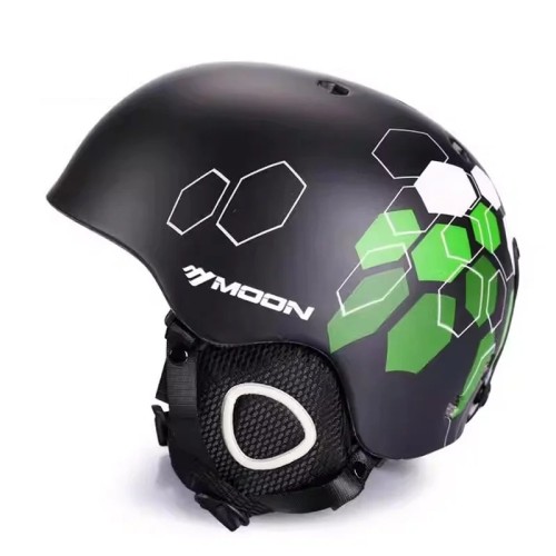 Kask Narciarski MOON Czarny Matowy Zielony Plaster Miodu Hexagon