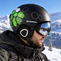 Kask Narciarski MOON Czarny Matowy Zielony Plaster Miodu Hexagon