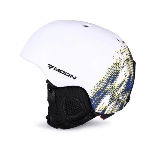 Kask Narciarski MOON Biały Niebiesko Żółty Graficzny Pixel Sport