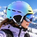 Kask Narciarski Snowboardowy HORNTOUR Fioletowy Błękitny Pastel Gradient