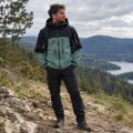 Kurtka Górska Trekkingowa Męska Hardshell Szałwiowa Zieleń Czarna