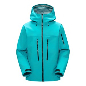 Kurtka Górska Trekkingowa Męska Hardshell Turkusowa Niebieska