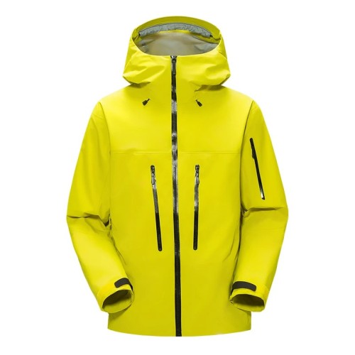 Kurtka Górska Trekkingowa Męska Hardshell Limonkowa Zieleń