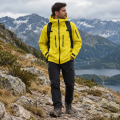 Kurtka Górska Trekkingowa Męska Hardshell Limonkowa Zieleń